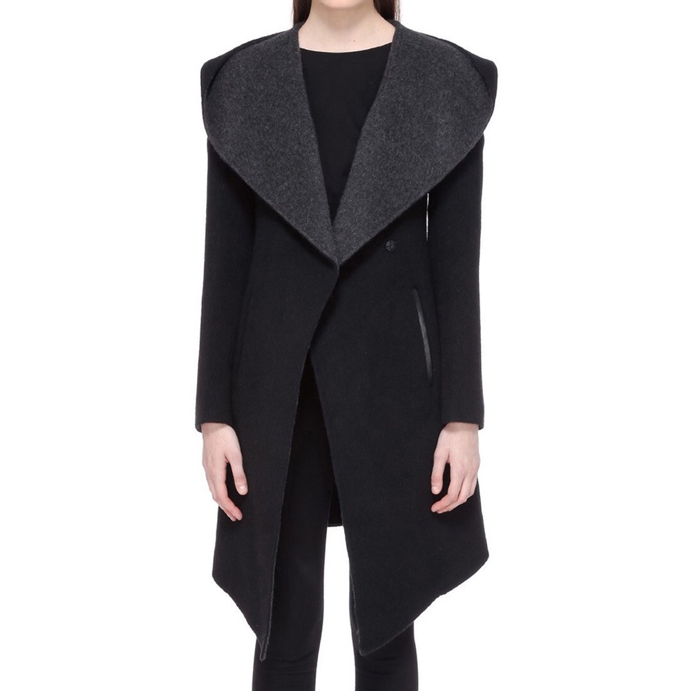 Mackage Josyln Black Hooded Wool Alpaca Coat L